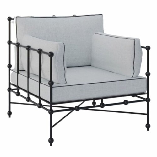 Casa Padrino Luxus Schmiedeeisen Sessel Schwarz / Grau 90 cm - Hotel & Garten Sessel