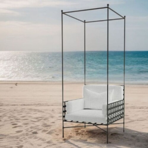 Casa Padrino Luxus Schmiedeeisen Sessel Schwarz / Grau H. 200 cm - Hotel & Garten Sessel