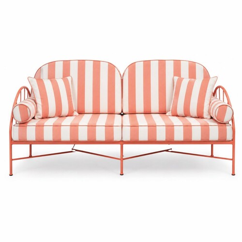 Casa Padrino Luxus Schmiedeeisen Sofa Rosa / Wei� 240 cm - Hotel & Garten Sofa
