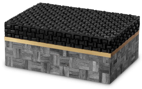 Casa Padrino Luxus Schmuckkasten Grau / Schwarz / Vintage Messing 28,5 cm