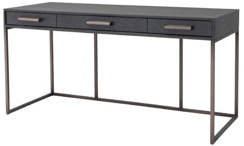 Casa Padrino Luxus Schreibtisch mit 3 Schubladen Anthrazitgrau / Bronzefarben 150 x 60 x H. 75 cm - B�rotisch - Computertisch - Luxus B�ro M�bel