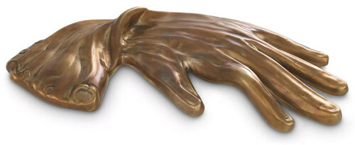 Casa Padrino Luxus Schreibtisch Deko Hand Vintage Messingfarben 29 x 16 x H. 3 cm - Messing Deko Objekt - Luxus Deko Accessoires