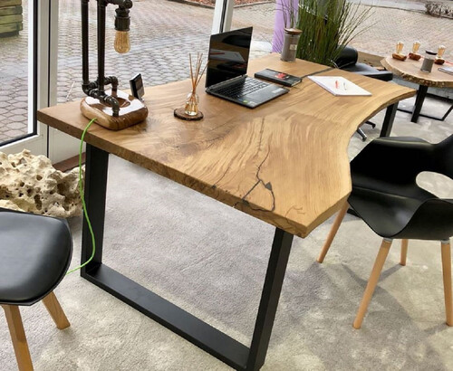 Casa Padrino Luxus Schreibtisch Naturfarben / Braun / Schwarz 140 cm