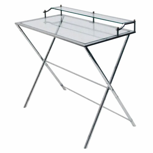 Casa Padrino Glas Schreibtisch / Sekret�r Silber 83 cm - B�ro M�bel