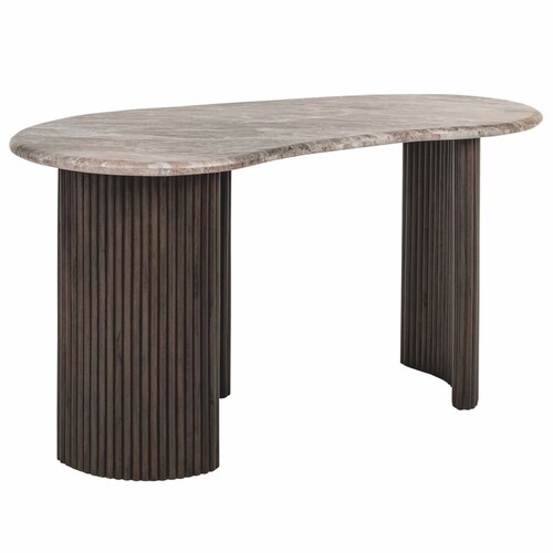 Casa Padrino Luxus Schreibtisch mit Marmorplatte Beige / Dunkelbraun 150 cm - B�ro M�bel