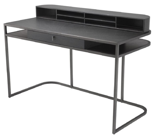 Casa Padrino Luxus Schreibtisch mit Schublade und abnehmbaren Regalaufsatz Dunkelgrau 130 x 60 x H. 75 cm - B�rom�bel