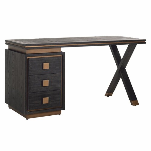 Casa Padrino Luxus Schreibtisch mit 3 Schubladen Antik Schwarz / Bronze 150 cm - B�ro M�bel