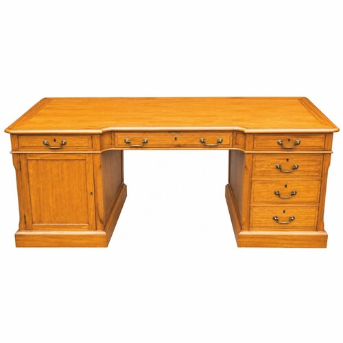 Casa Padrino Luxus Massivholz Schreibtisch Naturfarben 190 cm - B�ro M�bel