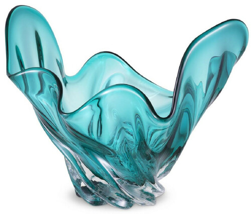 Casa Padrino Luxus Sch�ssel T�rkis 42 x 27 x H. 25 cm - Moderne Deko Sch�ssel aus mundgeblasenem Glas - Deko Accessoires - Luxus Qualit�t