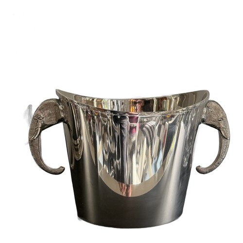 Casa Padrino Luxus Sektk�hler Silber mit Elefantenkopf Griffen - Ovaler Weink�hler