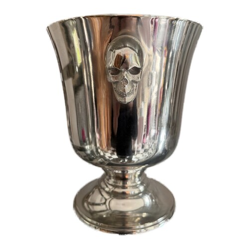Casa Padrino Luxus Sektk�hler Silber mit Totenkopf Griffen - Weink�hler im Pokal Design