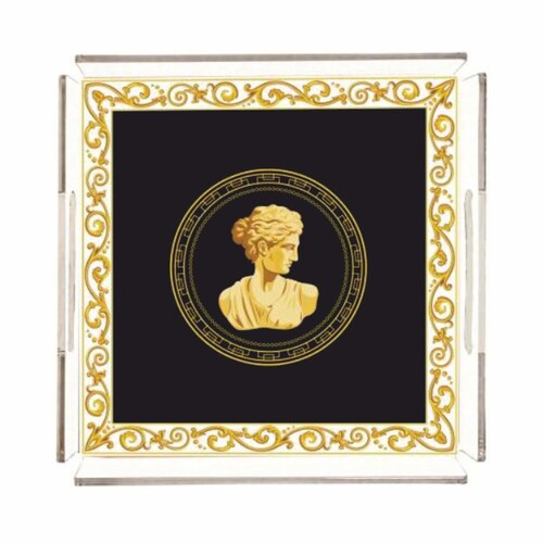 Casa Padrino Luxus Serviertablett Barock Frauenb�ste Schwarz 40 cm - Gastronomie Accessoires