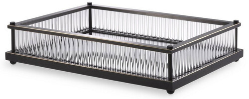 Casa Padrino Luxus Serviertablett Bronzefarben 39,5 x 28,5 x H. 9 cm - Verspiegeltes Edelstahl Tablett - Luxus Gastronomie Accessoires