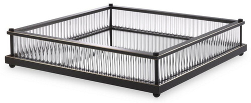 Casa Padrino Luxus Serviertablett Bronzefarben 39,5 x 39,5 x H. 9 cm - Verspiegeltes Edelstahl Tablett - Luxus Gastronomie Accessoires