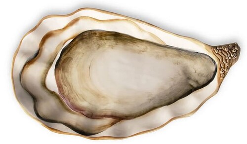 Casa Padrino Luxus Keramik Serviertablett in Austerform Braun / Wei� 47 cm - Made in Italy