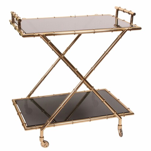 Casa Padrino Luxus Servierwagen Gold / Schwarz 82 x H. 88 cm - Restaurant & Hotel Accessoires