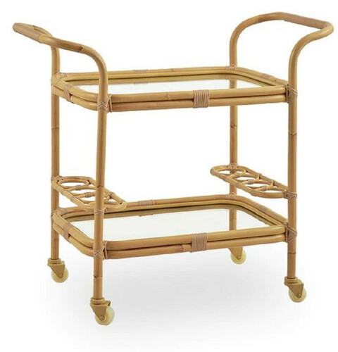 Casa Padrino Luxus Outdoor Servierwagen Naturfarben 89 x 45 x H. 82 cm - Wetterbest�ndiger Garten & Terrassen Trolley - Garten & Terrassen Accessoires - Luxus Qualit�t