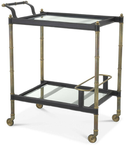 Casa Padrino Luxus Servierwagen Vintage Messingfarben / Schwarz 74 x 44,5 x H. 84 cm - Hotel Restaurant Gastronomie Trolley - Luxus Accessoires