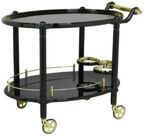 Casa Padrino Luxus Servierwagen Schwarz / Gold 88 x 60 x H. 87 cm - Hotel Restaurant Gastronomie Trolley - Luxus Hotel Restaurant Gastronomie Accessoires - Luxus M�bel