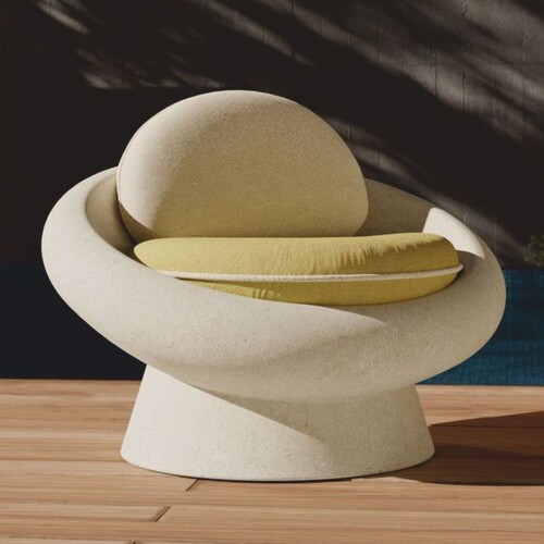 Casa Padrino Luxus Outdoor Garten Beton Sessel Hellbeige / Gr�n - Outdoor M�bel
