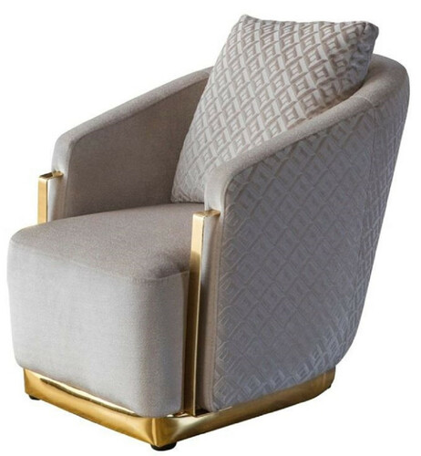 Casa Padrino Luxus Sessel Grau / Gold 87 x 83 x H. 75 cm - Wohnzimmer Sessel - Hotel Sessel - Wohnzimmer M�bel - Hotel M�bel - Luxus M�bel - Wohnzimmer Einrichtung - Luxus Einrichtung