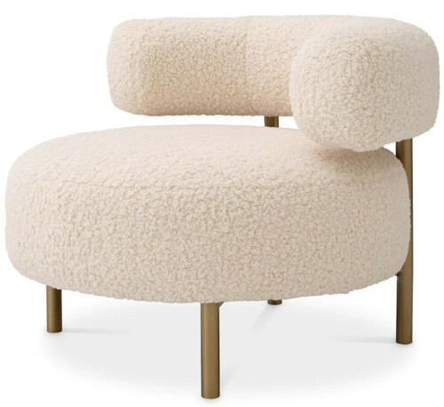 Casa Padrino Luxus Sessel Creme / Messing 85 x 80 x H. 65 cm - Wohnzimmer Sessel - Hotel Sessel - Wohnzimmer M�bel - Luxus M�bel - Wohnzimmer Einrichtung - Luxus Einrichtung - M�bel Luxus