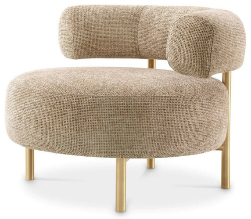 Casa Padrino Luxus Sessel Sandfarben / Messing 85 x 80 x H. 65 cm - Wohnzimmer Sessel - Hotel Sessel - Wohnzimmer M�bel - Luxus M�bel - Wohnzimmer Einrichtung - Luxus Einrichtung - M�bel Luxus