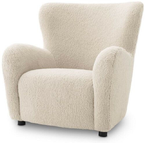 Casa Padrino Luxus Sessel Cremefarben / Schwarz 92 x 80 x H. 97 cm - Wohnzimmer Sessel - Luxus Wohnzimmer M�bel