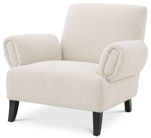 Casa Padrino Luxus Sessel Cremefarben / Schwarz 95 x 90 x H. 80 cm - Wohnzimmer Sessel - Luxus Wohnzimmer M�bel