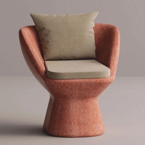 Casa Padrino Luxus Sessel Beige / Rot - Wetterfester Beton Sessel