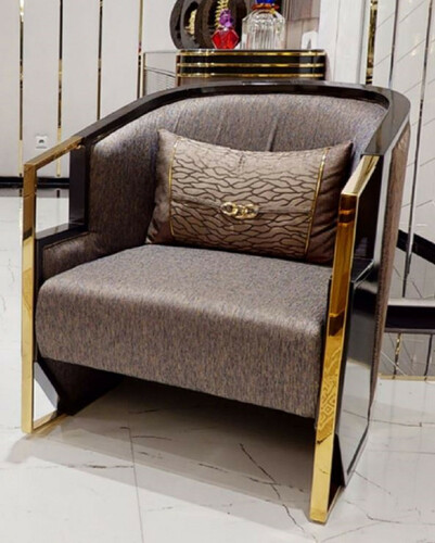 Casa Padrino Luxus Sessel Grau / Braun / Schwarz / Gold - Edler Wohnzimmer & Hotel Sessel - Wohnzimmer & Hotel M�bel - Luxus Qualit�t