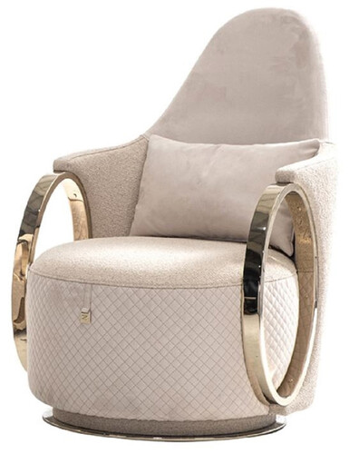 Casa Padrino Luxus Sessel Creme / Grau / Gold 72 x 90 x H. 105 cm - Wohnzimmer Sessel - Hotel Sessel - Wohnzimmer M�bel - Hotel M�bel - Luxus M�bel - Luxus Einrichtung