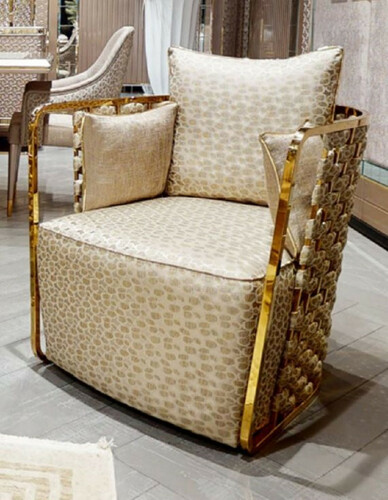 Casa Padrino Luxus Sessel Gold Muster / Gold - Edler Wohnzimmer & Hotel Sessel - Wohnzimmer & Hotel M�bel - Luxus Qualit�t