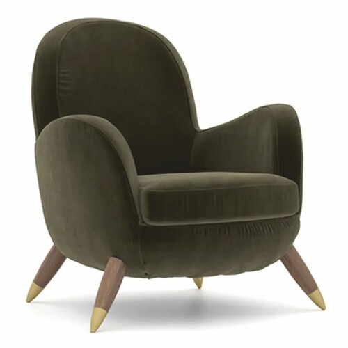 Casa Padrino Luxus Sessel Gr�n / Braun / Messing - Wohnzimmer & Hotel M�bel