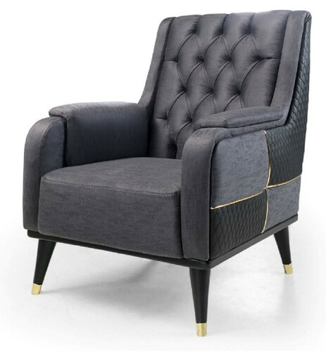 Casa Padrino Luxus Sessel Grau / Schwarz / Gold 82 x 89 x H. 91 cm - Moderner Wohnzimmer Sessel - Wohnzimmer M�bel