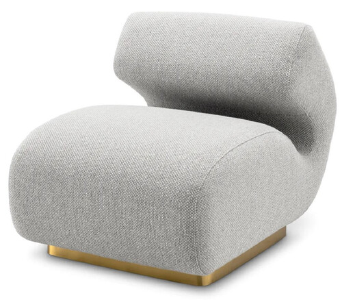 Casa Padrino Luxus Designer Sessel Grau / Messing 71 x 99 x H. 75 cm - Wohnzimmer Sessel - Hotel Sessel - Wohnzimmer M�bel - Hotel M�bel - Luxus M�bel - Luxus Einrichtung