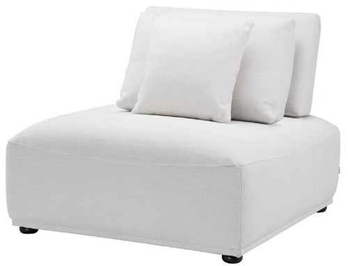 Casa Padrino Luxus Sessel Wei� / Schwarz 93 x 109 x H. 83 cm - Wohnzimmer Sessel mit R�ckenlehne und 2 Kissen - Wohnzimmer M�bel