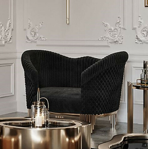 Casa Padrino Luxus Sessel Schwarz / Gold 120 x 88 x H. 88 cm - Moderner Wohnzimmer Sessel - Wohnzimmer & Hotel M�bel - Luxus Kollektion