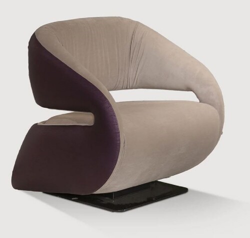 Casa Padrino Luxus Sessel Beige / Lila / Schwarz 80 x 90 x H. 80 cm