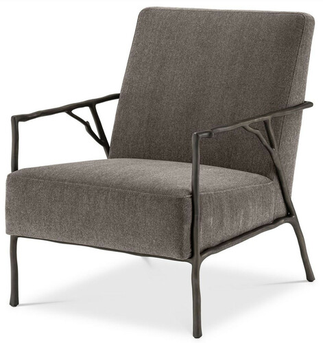 Casa Padrino Luxus Lounge Sessel Graubraun / Bronzefarben 63 x 81 x H. 82 cm - Wohnzimmer Sessel - Hotel Sessel - Luxus M�bel