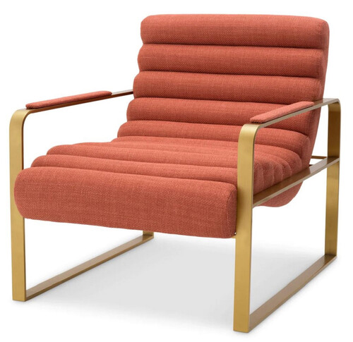 Casa Padrino Luxus Sessel Orange / Messing 68,5 x 88 x H. 77 cm - Wohnzimmer Sessel - Hotel Sessel - Wohnzimmer M�bel - Hotel M�bel - Luxus M�bel - Luxus Einrichtung