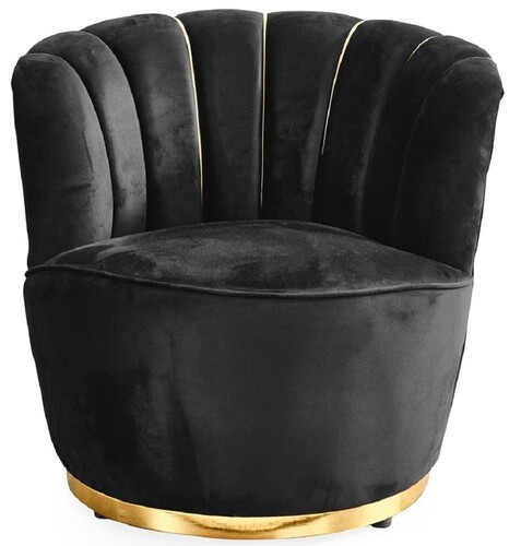 Casa Padrino Luxus Wohnzimmer Sessel Schwarz / Gold  75 x H. 90 cm