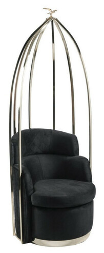 Casa Padrino Luxus Sessel Schwarz / Silber 86 x 56 x H. 213 cm - Wohnzimmer Sessel - Hotel Sessel - Wohnzimmer M�bel - Hotel M�bel - Luxus M�bel - Luxus Einrichtung