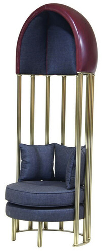 Casa Padrino Luxus Sessel Blau / Bordeauxrot / Gold 83 x 78 x H. 215 cm - Wohnzimmer Sessel - Hotel Sessel - Wohnzimmer M�bel - Hotel M�bel - Luxus M�bel - Luxus Einrichtung