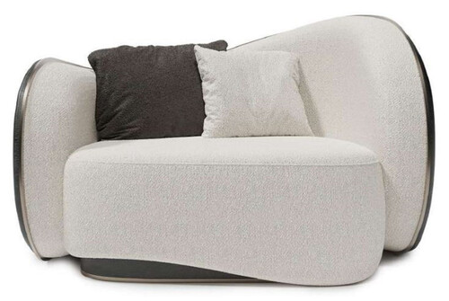 Casa Padrino Luxus Sessel Wei� / Schwarz / Silber 140 x 105 x H. 78 cm - Wohnzimmer Sessel - Hotel Sessel - Wohnzimmer M�bel - Hotel M�bel - Luxus M�bel