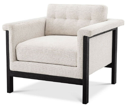 Casa Padrino Luxus Sessel Wei� / Schwarz 79,5 x 80,5 x H. 72,5 cm - Wohnzimmer Sessel - Hotel Sessel - Luxus M�bel