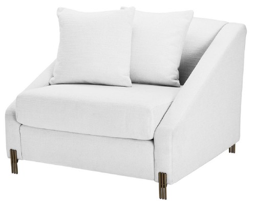 Casa Padrino Luxus Sessel Wei� / Messingfarben 88 x 94 x H. 73 cm - Wohnzimmer Sessel mit 2 Kissen - Luxus M�bel