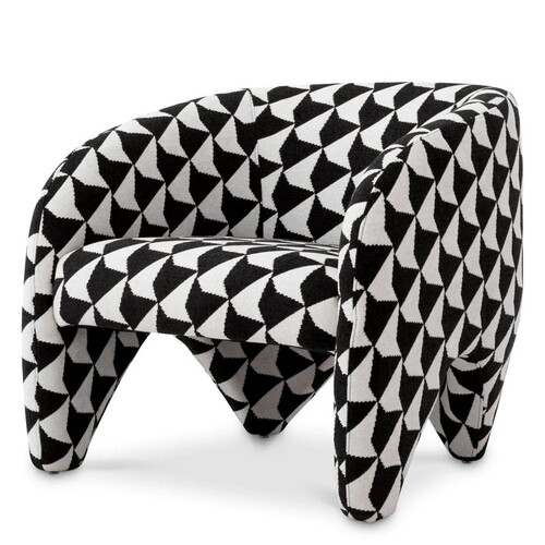 Casa Padrino Luxus Sessel mit Muster Schwarz / Wei� 78 x 78 x H. 72 cm - Luxus M�bel