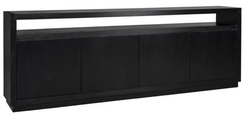 Casa Padrino Luxus Sideboard Schwarz 240 x 40 x H. 85 cm - Massivholz Schrank mit 4 T�ren - Wohnzimmer M�bel - Wohnzimmer Einrichtung - Luxus M�bel - Luxus Einrichtung