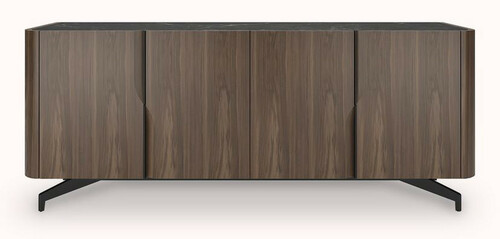 Casa Padrino Luxus Sideboard Braun / Schwarz 220 x 50,8 x H. 87 cm - Massivholz Schrank mit 4 T�ren - Massivholz M�bel - Luxus M�bel - Luxus Einrichtung